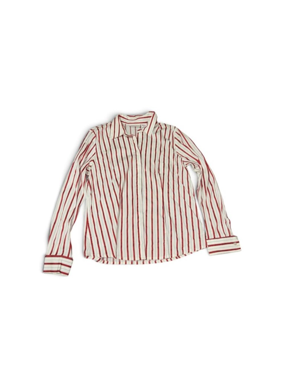 Chadwick's Size 14 Red Striped Blouse Button Up